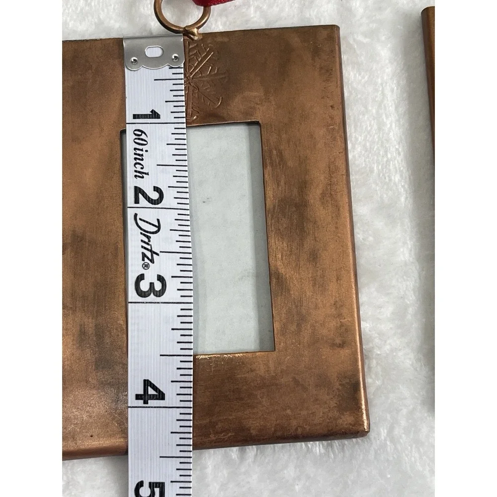 2 Christmas Tree Ornament Photo Picture Frame‎ Metal Snowflake Heavy See Photos